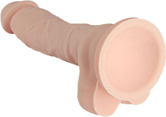 Dream Toys Real Stuff Dong with Scrotum Ρεαλιστικό Dildo με Όρχεις και Βεντούζα Flesh 28cm