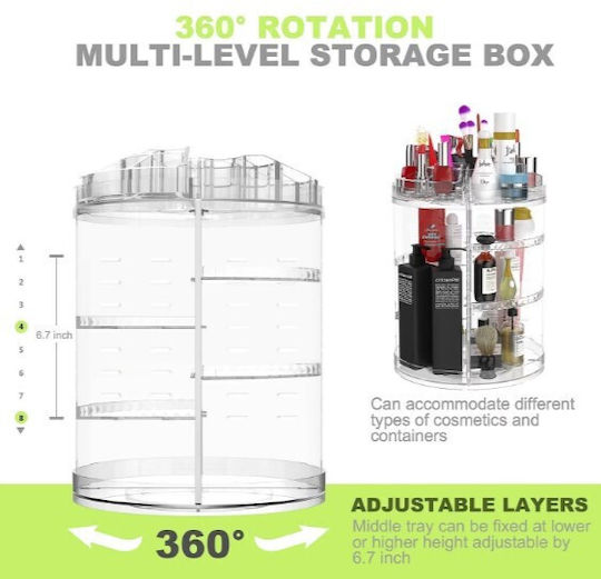 Drehbarer Organisationsständer für Kosmetik mit Ebenen Transparente 36x25,4cm
