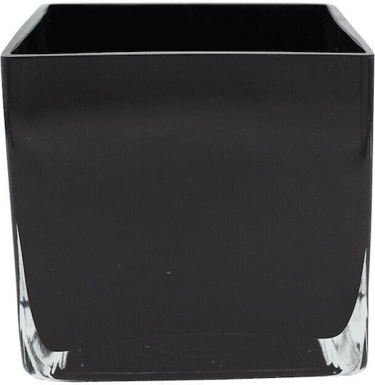 Dekorative Schale Glas Schwarz 12x12x12.5cm