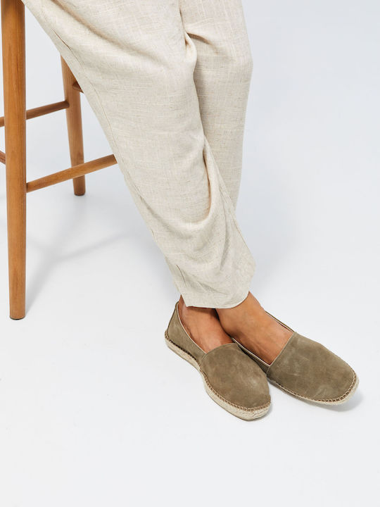 Suede Men's Espadrilles in Green Color