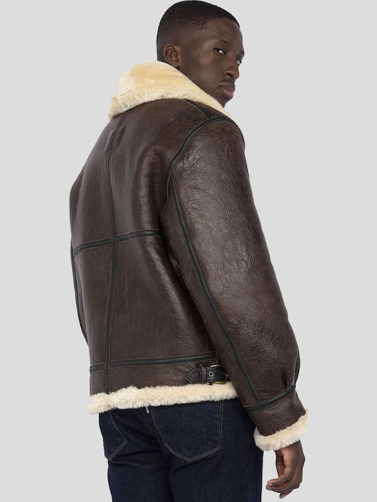 Lederjacke Winter Jacke Braun