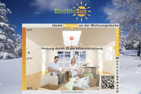 Electric Sun Convector Heater Wall 600W with Electronic Thermostat 101x60.2cm White