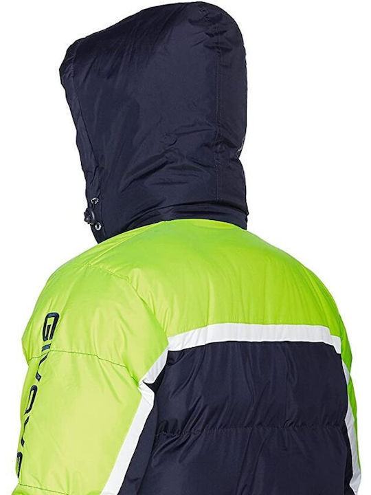 Givova Antartide G010 Blue/Lime Men's Winter Puffer Jacket Windproof Blue / Lime