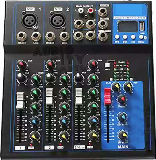 WVNGR WVNGR F4 Αναλογική Κονσόλα 4.0 Καναλιών με Phantom Power & 2 Εισόδους XLR & Bluetooth