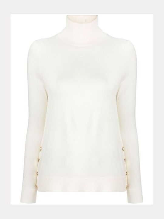 Women's Long Sleeve Sweater Woolen Turtleneck White