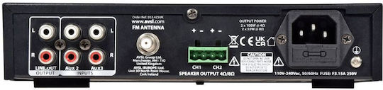Adastra A200 PA Power Amplifier 2 Channels 35W/8Ω 100W/100V Equipped with USB/FM