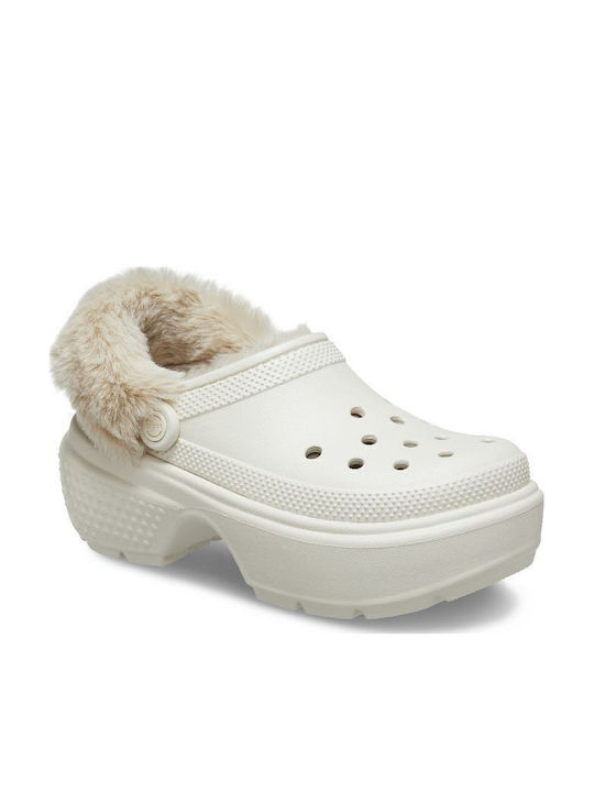 Crocs Stomp Lined Femei Sabot cu blană Bej