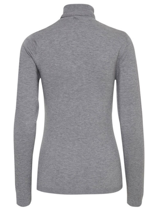 ICHI Damen Langarm Pullover Rollkragen Gray