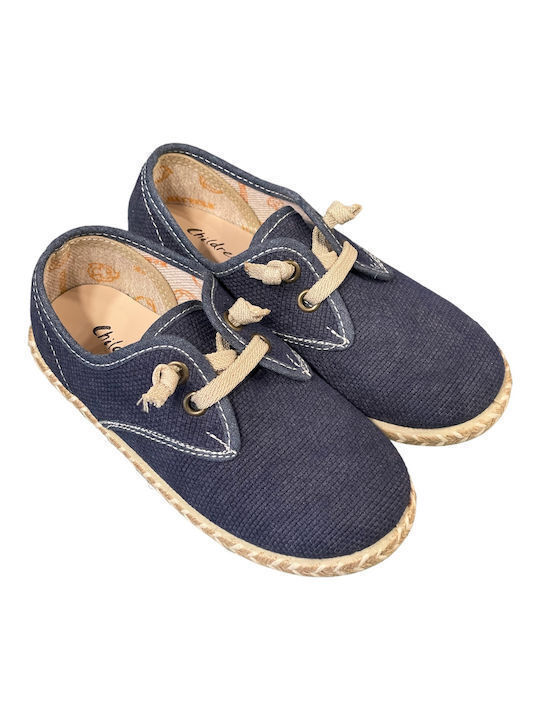Kids Espradrilles with Laces Blue Kanvat