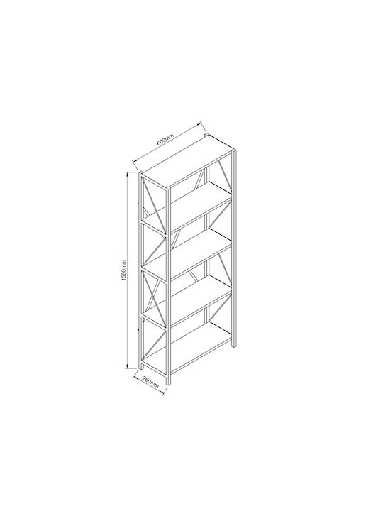 Bibliothek Kenya Schwarz 60x26x150cm