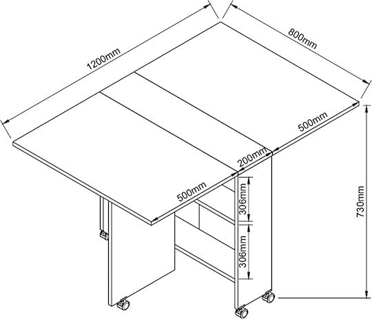 Stanley Τραπέζι Κουζίνας Πτυσσόμενο Ξύλινο 120x80x73εκ.