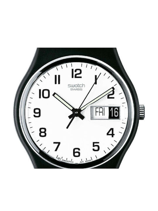 Swatch Once Again Men's Watch 34mm Battery with Black Rubber Strap