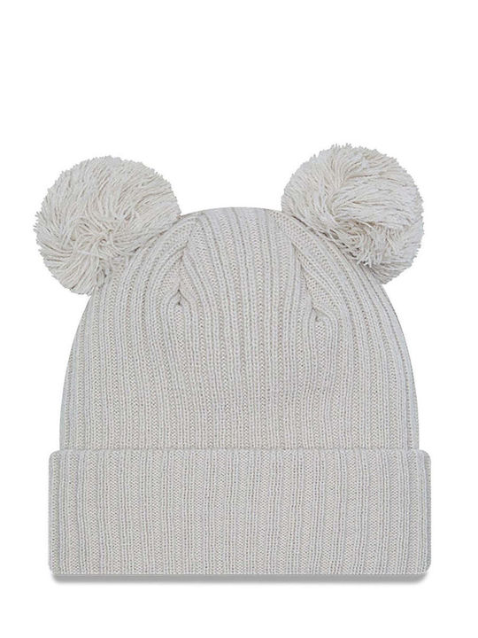 New Era Double Pom Beanie Γυναικείος Σκούφος Πλεκτός σε Μπεζ χρώμα