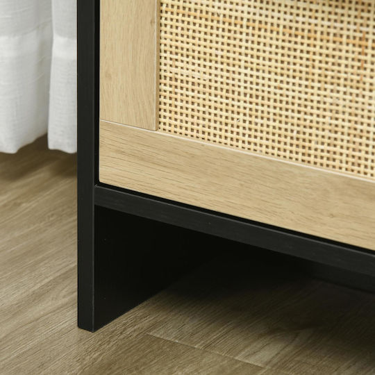 Wooden Chest of Drawers with 4 Drawers Black 80x38x80cm