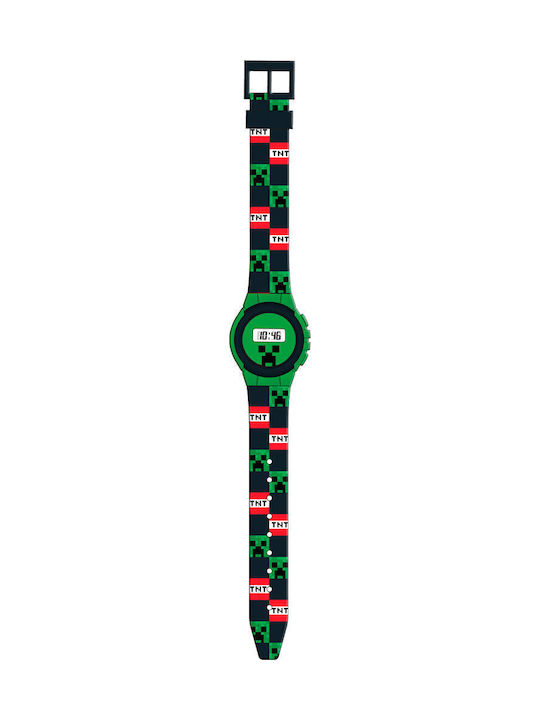 Kids Licensing Ceas digital pentru copii Minecraft cu curea din cauciuc/plastic Verde