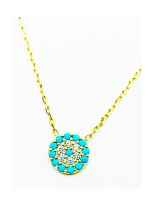 PS Silver Necklace Eye from Gold Plated Silver with Zircon