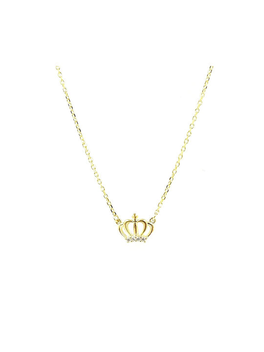 CHrysolithos Necklace with design Tiara from Gold Plated Silver with Zircon