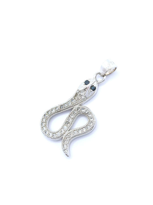 PS Silver Necklace with design Snake from Silver with Zircon