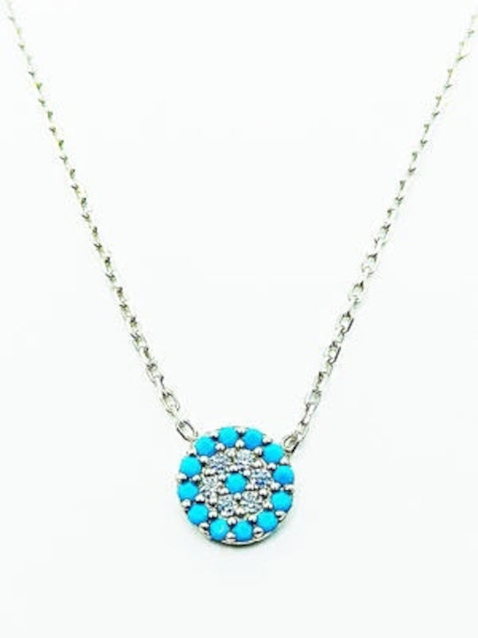 PS Silver Necklace Eye Made of Silver with Turquoise Zircon