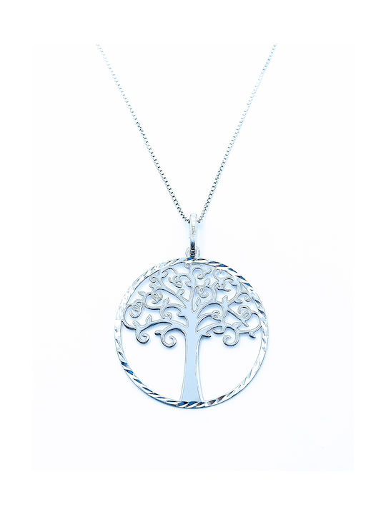 PS Silver Halskette Baum aus Silber mit Diamant