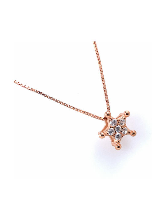 CHrysolithos Necklace with design Star from Gold Plated Silver with Zircon