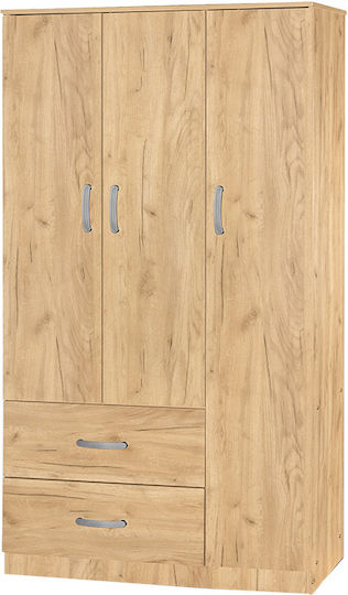 Zelia Τρίφυλλη Ντουλάπα με Πατάρι 90x42x180cm Φυσικό Zelia Τρίφυλλη Ντουλάπα με Πατάρι 90x42x180cm Φυσικό