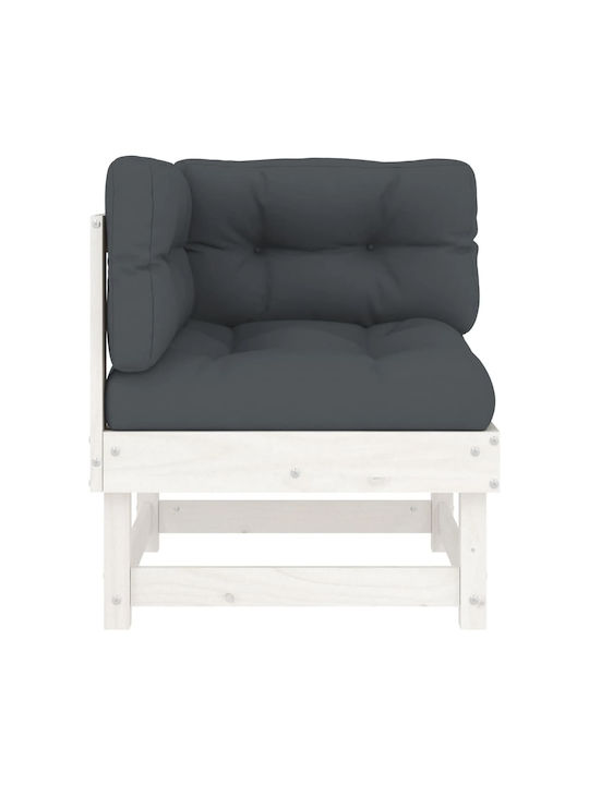 Outdoor Chair Wooden White with Cushion 61x61x62cm