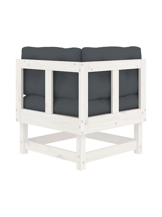 Outdoor Chair Wooden White with Cushion 61x61x62cm