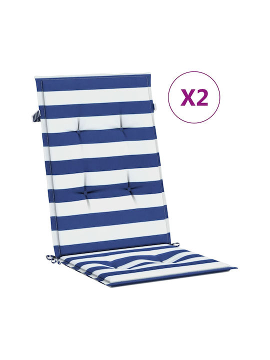 vidaXL Garden Chair Cushion with Backrest Blue 2 Pieces 50x120 cm