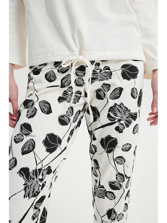 Vamp Winter Damen Pyjama-Set Vlies Weiß