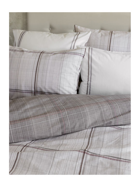Nima Bettbezug-Set Baumwolle Einzelbett mit Kissenbezug 160x240 Liaison Beige