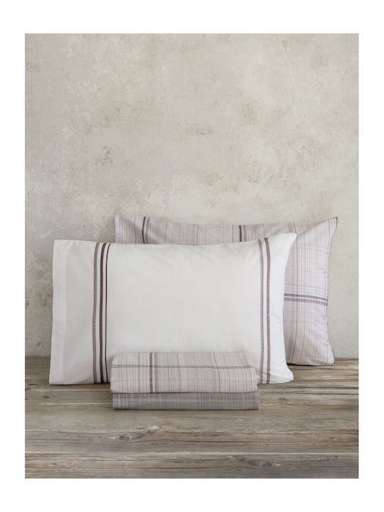 Nima Bettbezug-Set Baumwolle Einzelbett mit Kissenbezug 160x240 Liaison Beige