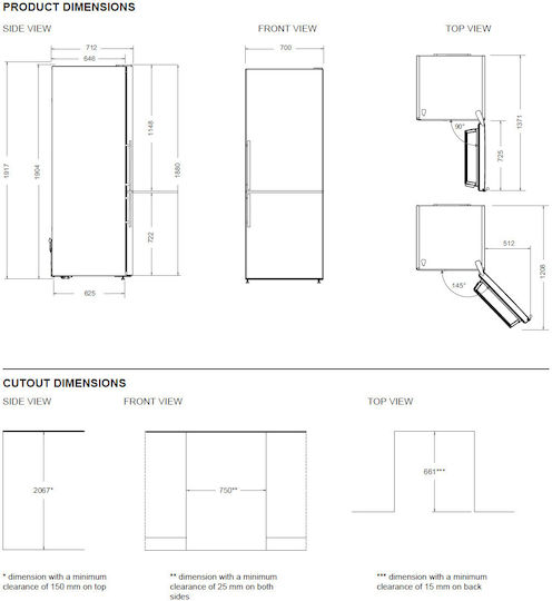 Bertazzoni Kühl-Gefrierkombination 481Es NoFrost H191.7xB70xT71.2cm. Inox RBM70F4FXNC