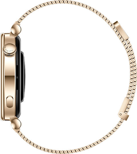 Huawei Watch GT 4 Stainless Steel 41mm Waterproof with Heart Rate Monitor (Light Gold Milanese Strap)