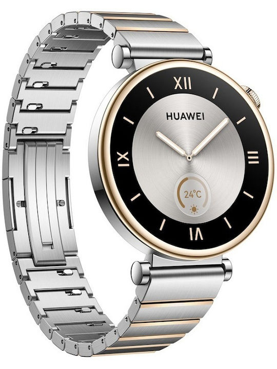 Huawei Watch GT 4 Неръждаема стомана 41мм Водоустойчив с Пулсомер (Бяла кожена каишка)