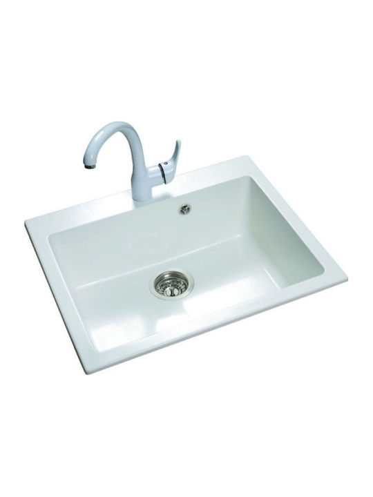 Sanitec Classic Drop-In Sink Synthetic Granite W70xD50cm White 00