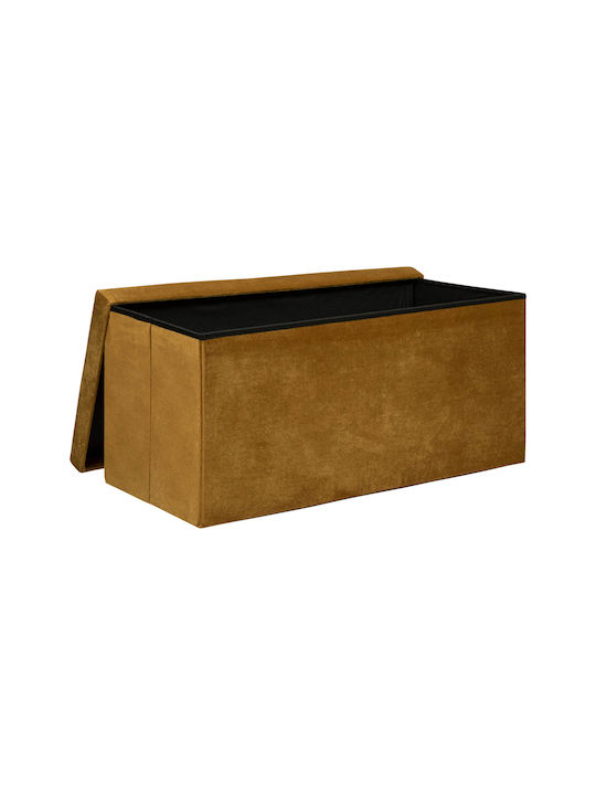 Atmosphera Velvet Living Room Stool with Storage Space Yellow 76x38x38cm