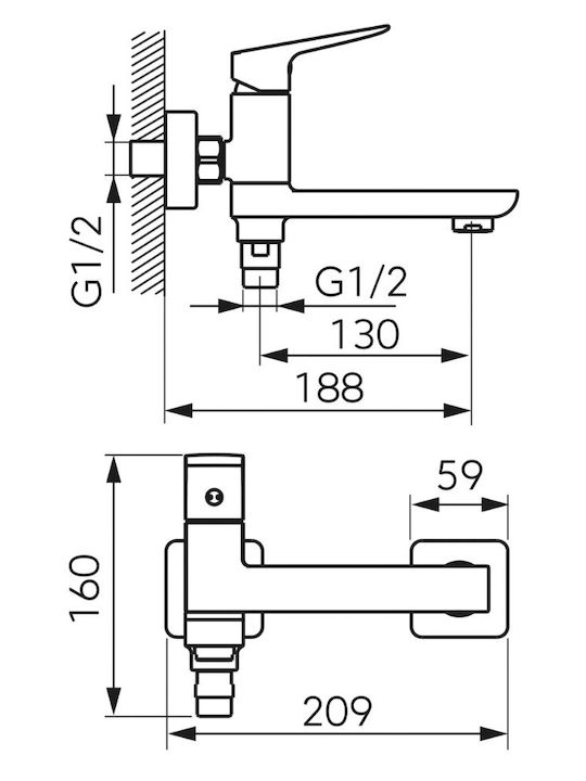 Ferro Vitto Mixing Bathtub Shower Faucet Silver