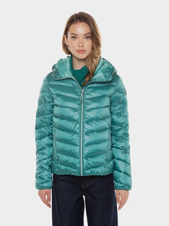 Tom Tailor Women's Short Puffer Jacket for Winter Green