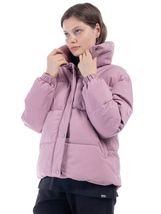 District75 Women's Short Puffer Jacket for Winter Pink