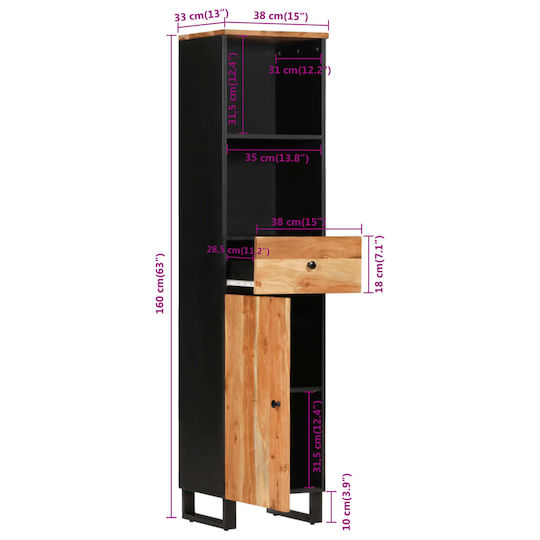 vidaXL Cabinet de baie L38xA33xÎ160cm Maro