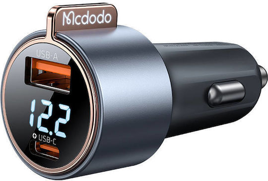 Mcdodo Mcdodo Handy-Autoladegerät 75W 25A mit Anschlüssen: 1xUSB 1xType-C Schwarz Farbe