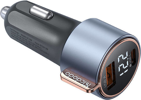 Mcdodo Mcdodo Handy-Autoladegerät 75W 25A mit Anschlüssen: 1xUSB 1xType-C Schwarz Farbe