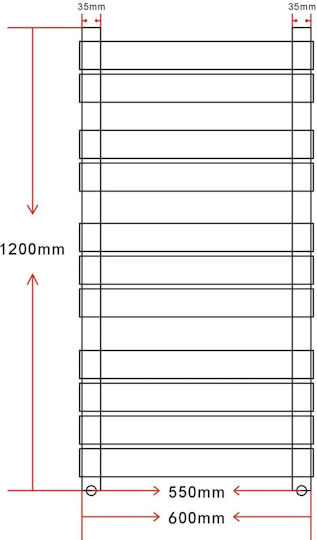 vidaXL Релса за кърпи за Баня 1200x600 Бяла
