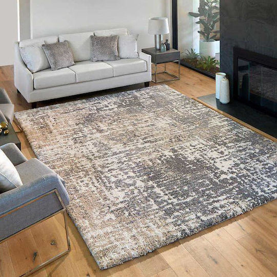 Saray Home Χαλί Ορθογώνιο Shaggy Μπεζ με γκρι 240x300cm