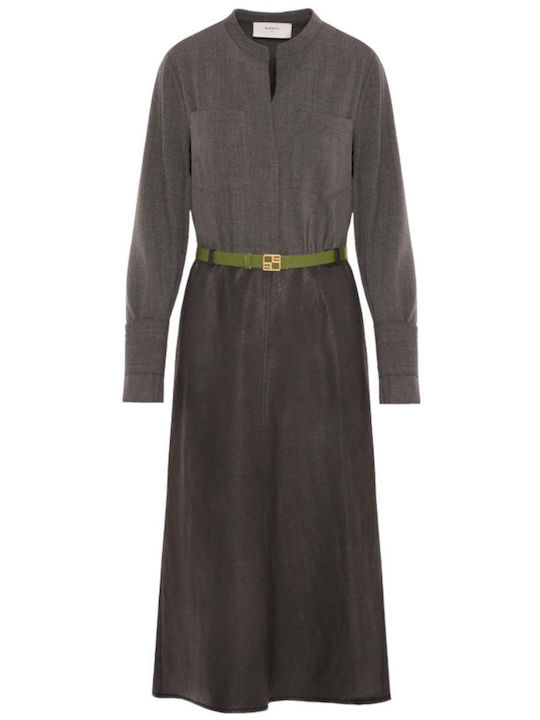 Midi Damenkleid Langärmelig Grau
