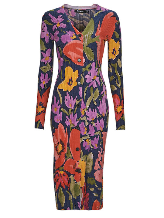 Delaware Midi Shirt Dress Knitted Floral Dress