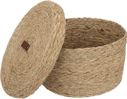 Set of Decorative Baskets Straw with Handles Brown 2pcs