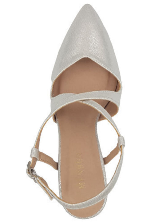 Spitze Zehe Pumps mit Riemen Silber