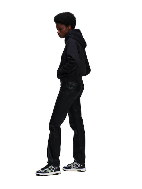 Long Women's Sweatshirt Hooded Black